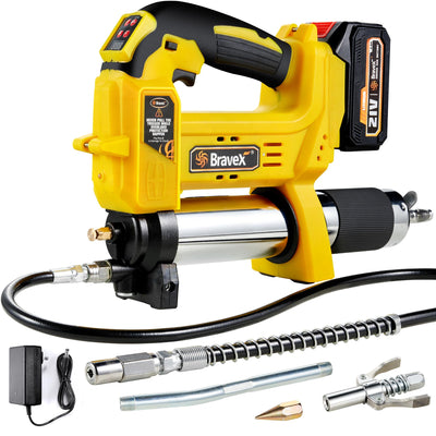 Grease Gun Battery Powered, 12,000 PSI Electric Grease Gun Cordless 21V, 40” High Pressure Long Hose W/Quick Release Coupler Rechargeable Battery Pack Included