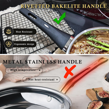Meythway 𝐔𝐏𝐆𝐑𝐀𝐃𝐄 Stainless Steel Pots and Pans Set Non Toxic, 6PCs Kitchen Cookware Sets with Stay-Cool Handles, Non-Stick, Dishwasher Safe&Compatible with All Stovetops(Gas,Electric&Induction) Meythway