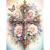 JAKI 5D Diamond Painting Kits for Adults Beginners-Cross Flower Diamond Art Kit for Adults,5D DIY Gem Art Kits for Adults for Gift Home Wall Decor(12x16inch) JAKI