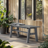 VINGLI 47” Outdoor Bench Garden Bench HDPE Porch Bench w/Metal Legs, Poly Lumber Patio Bench, 660 LBS Capacity Outdoor Backless Bench(Grey) VINGLI