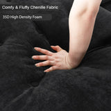 OUYESSIR 134" U Shaped Sectional Cloud Couch,Tufted Couch with Chaise Lounge,Fluffy Black Sectional Couches for Living Room,Comfy Chenille Modular Sofa with Central Console & USB Port OUYESSIR