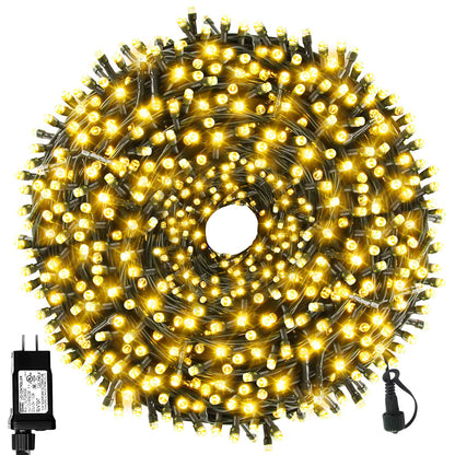 MZD8391 170FT 500 LED Christmas Lights Outdoor Indoor, Waterproof Christmas Tree Lights for Christmas Decorations with Timer, 8 Modes Memory Function (Warm White)