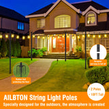 AILBTON 2 Pack 10Ft String Light Poles for Outdoor String Lights, Metal Fork Poles Stand for Patio, Backyard, Deck AILBTON