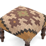 NATURAL FURNISH Handmade Jute Soft Ottomans Square Shape Stool for Sitting and Foot Rest with Wooden Legs, Entryway Modern Stool for Living Room, Bedroom, Hall (Yellow, L 15.74 x W 15.74 x H 14 inch) NATURAL FURNISH