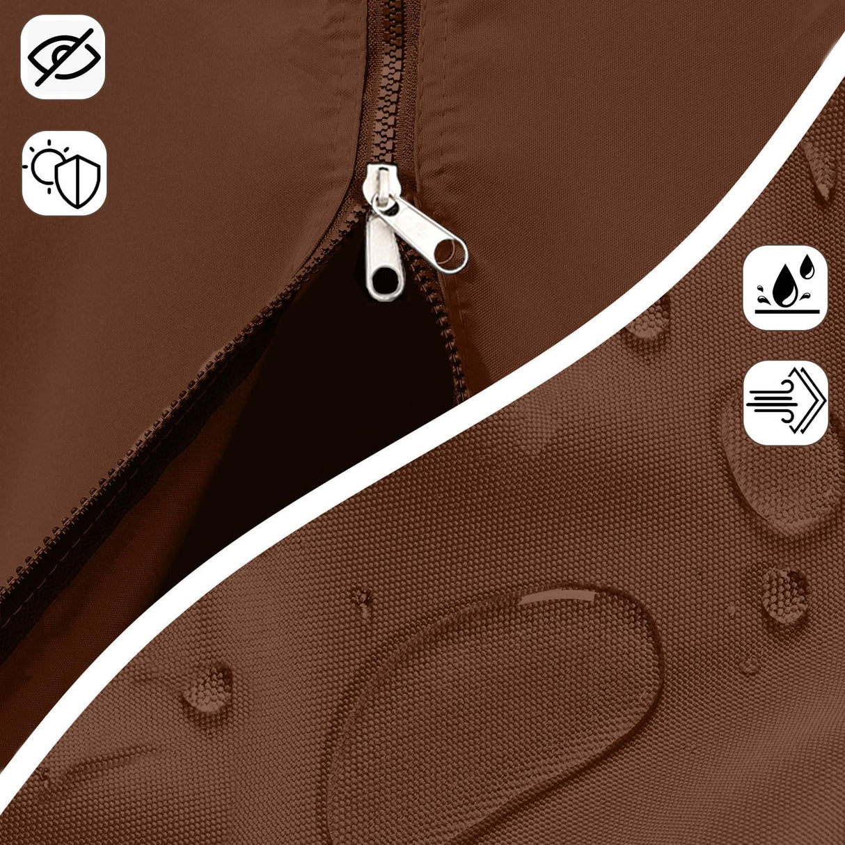 DURCOVER Gazebo Replacement Curtain, 10x12ft Universal Gazebo Curtain with Zippers for Outdoor Gazebo 4-Panel Screen Sidewalls, Brown (Curtain Only) DURCOVER