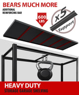 REIBII 78" H Storage Shelves, Garage Shelving Heavy Duty Load 3000LBS, Adjustable Garage Shelving, 5 Tier Metal Shelves Unit for Storage Rack, Basement, 55" W x 26" D x 78" H, Black, 3 Pack REIBII