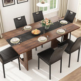 Squireewo 71 Inch Rectangular Dining Table for 6-8 People, Farmhouse Wood Kitchen Table with Wooden Legs, Farmhouse Center Kitchen Table for Dining Room, Kitchen & Living Room, Brown Squireewo
