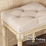 Yusong Vanity Stool Upholstered Bench Seat for Makeup Room, Vintage Small Bedroom Bench Dining Bench with Tufted Fabric for Living Room, Piano Stool with Rustic Wood, Easy Assemble,Beige Yusong
