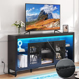 YITAHOME 33.5'' Tall TV Stand for 75 inch TV, LED Entertainment Center with Storage, Black TV Stands for Living Room with Acrylic Doors & Power Outlets, Tall TV Console Cabinet, Black YITAHOME