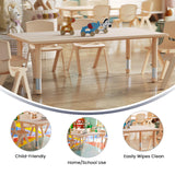Flash Furniture Wren Adjustable Classroom Activity Table for School and Home, Plastic Activity Table for Kids, 23.625" W x 47.25" L, Natural Flash Furniture
