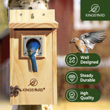 Kingsyard Blue Bird House for Outdoors - Classic Wooden Bluebird House with Predator Guard for Bluebirds Titmice Chickadees Nesting Birds, Wood Kingsyard