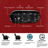 comfiroom Home Theater Seating Classic Series Top Grain Leather Loveseat Recliner Chair Dual Power Movie Theater Chairs Gaming Sofa Electric Headrest with Tray Table (Red, Row of 2 Loveseat) comfiroom