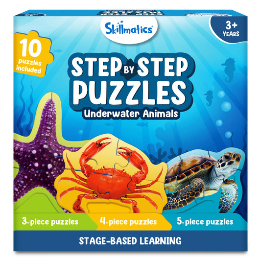 Skillmatics Step by Step Puzzle - 41 Piece Underwater Animal Jigsaw & Toddler Puzzles, Educational Montessori Toy for Boys & Girls, Gifts for Kids Ages 3, 4, 5 and Up