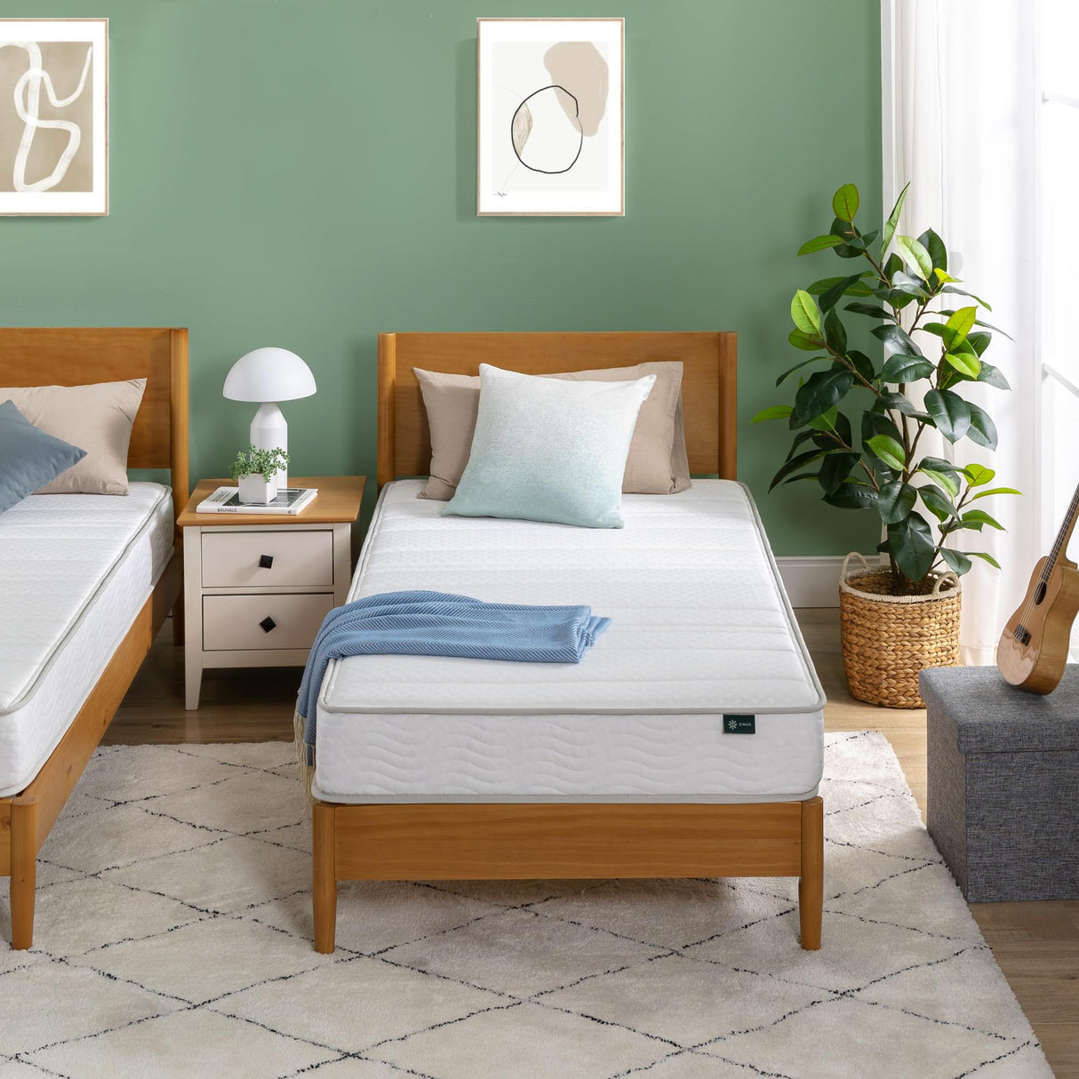 ZINUS 6 Inch Foam and Spring Hybrid Mattress, 2 Pack [New Version], Twin, Fiberglass Free, Bunk Bed Compatible, Durable Support, Certified Safe Foams & Fabric, Mattress in A Box Zinus