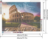 Zimal DIY 5D Cube Diamond Mosaic Round Diamond Painting Rome Colosseum Embroidery Cross Stitch European Style Castle Building 11.8 X 15.8 Inch YSCOLOR