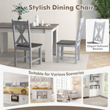 Giantex Retro Wooden Dining Chairs Set of 2, Farmhouse Kitchen Chairs w/Rubber Wood Frame, Elegant Hollowed Backrest, Armless Dining Room Chairs, Rustic Side Chairs for Restaurant, Living Room, Grey Giantex