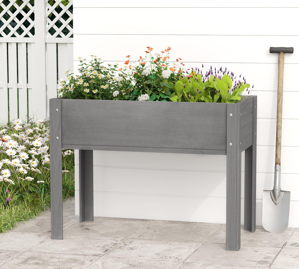 40x20x31 inch Raised Garden Bed with Legs, Elevated Wooden Planter Box for Outdoor Plants Flowers Fruits Vegetable Herb Growing Mederla