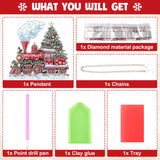 NAIMOER Christmas Diamond Art Hanging Kits for Adults, Christmas Train Diamond Art Suncatchers, 5D Special Shape Fall Diamond Painting Pendant Window Ornament Gifts for Home Garden Door Wall Decor NAIMOER