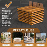 Interlocking Deck Tiles 12" x 9" Herringbone 6 Sq Ft - Non-Slip Acacia Wood Outdoor Tiles for Patio - Decking, Porch and Balcony Flooring Tiles - Easy to Install Wooden Deck Tile Pavers (8 Pack) Majestick Goods