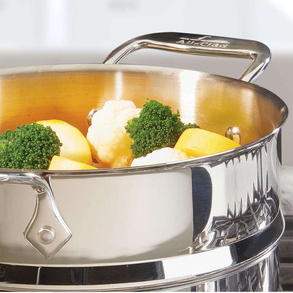 All-Clad Specialty Stainless Steel Stockpot, Multi-Pot with Strainer 3 Piece, 5 Quart Induction Oven Broiler Safe 600F Strainer, Pasta Strainer with Handle, Pots and Pans Silver All-Clad