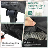 Patio Furniture Covers Waterproof, Round Outdoor Furniture Cover, 500D Heavy Duty Patio Table & 6 Chairs Set Cover, All Weather Protection Covers for Outdoor Table Set, 84" Dia x 28" H -Black NYFITY