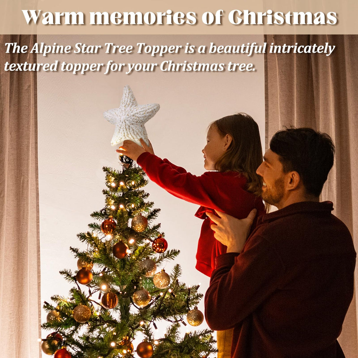 Syhood 10 Inch Star Christmas Tree Topper Crochet Star Farmhouse Holiday Xmas Decor for Christmas Tree Topper Ornament Party Decoration Syhood