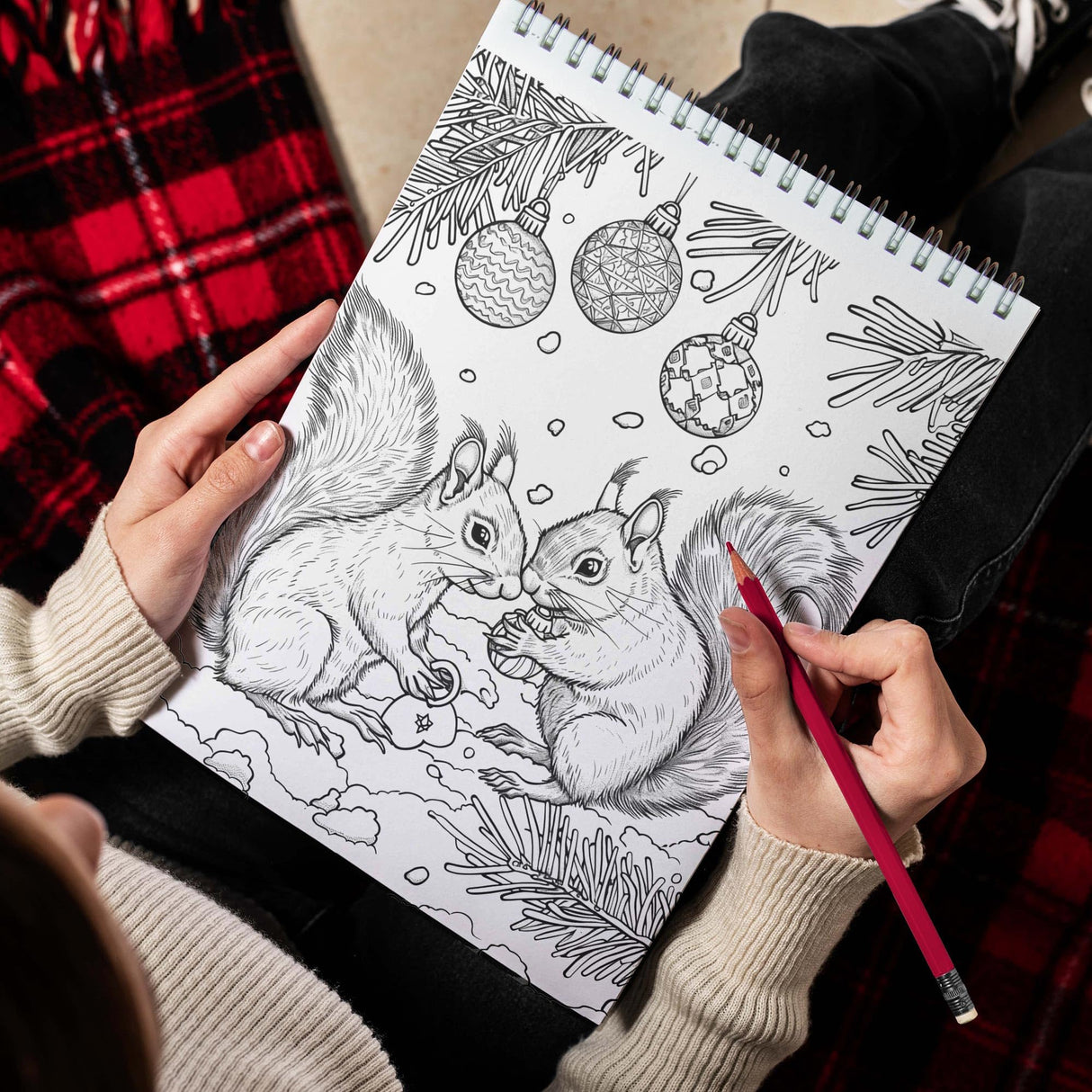 TPLHOUSE Christmas Wild Life Coloring Book Spiral Bound for Adults, Premium Cover, 30 Illustrations Coloring Pages of Animal Wildlife in Holiday Scenes for Stress Relief and Relaxation TPLHOUSE