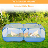 Jhua Pet Playpen for Small Animals, Portable Chicken Run with Cover, Foldable Chicken Coop Outdoor, Play Pens for Small Pets with Transparent Mesh Walls for Chicken Duck Puppy Cat Rabbit (Blue) Jhua