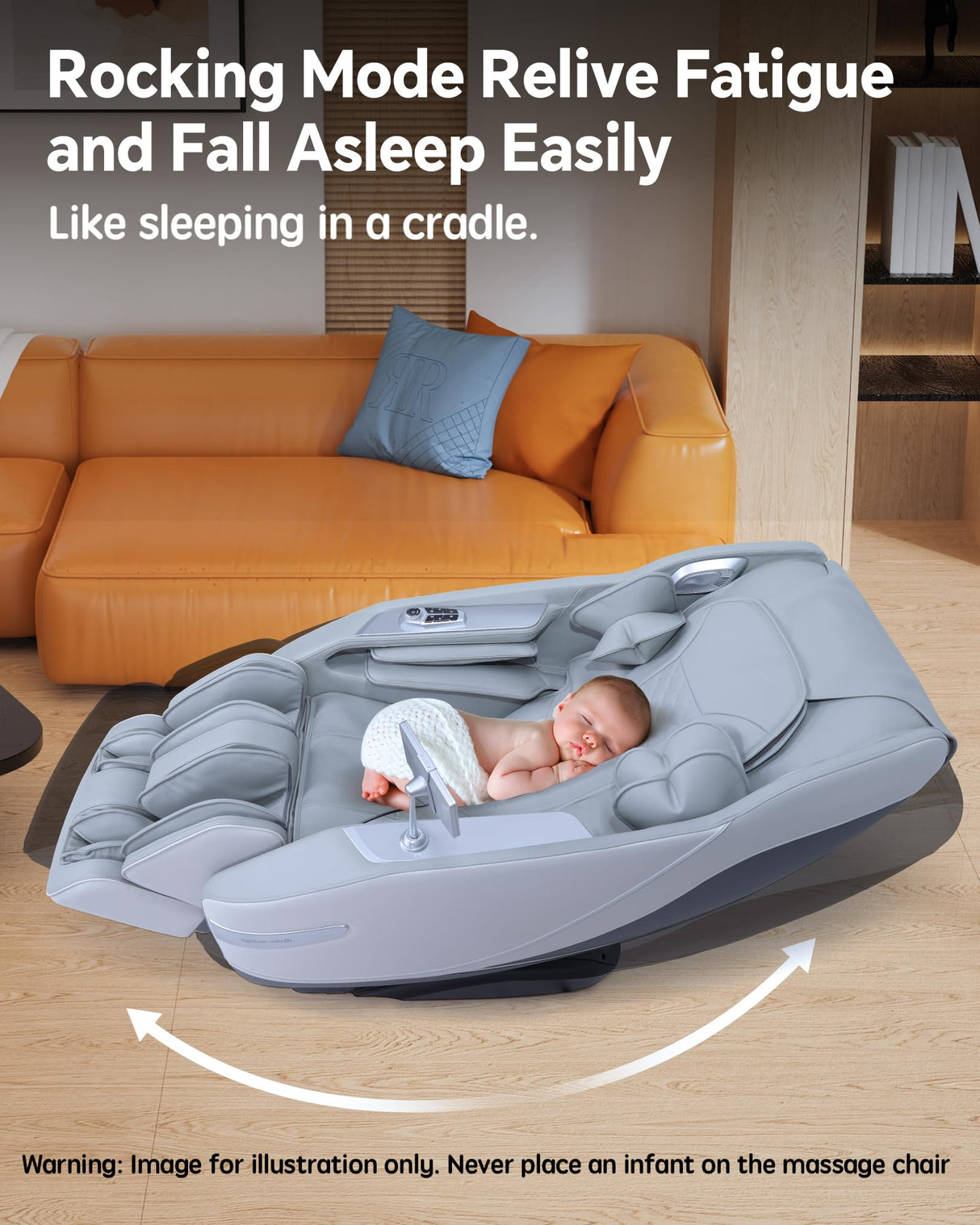 Stylish Massage Chair Full Body Zero Gravity Massage Chair Rocking Sleep Mode SL 3D Yoga Stretch Massage with Heat Wireless Phone Charge Upgraded Calf +11cm 12+ Modes Screen Touch Large Size White G CareTech