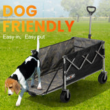 Overmont 200L Foldable Wagon Cart - 49.2" Extended Heavy Duty Collapsible Folding Utility Wagon with All-Terrain Big Wheels for Outdoor Camping Sports Garden Beach Grocery - 300lbs Support Overmont