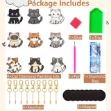 Bulerrylulu 9 Pcs Diamond Painting Magnets Kits Cute Cat Fridge Magnet Stickers Diamond Art Painting Keychains Gem Painting kit for Beginners Adults DIY Art Craft Gifts Home Decors (cat) Bulerrylulu