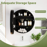 Royal Windsor 20 Inch Round Medicine Cabinet Mirror, Bathroom Mirror Wall Cabinet with Storage and Shelf, Surface Wall Mounted,Arched Cabinet Makeup Vanity Mirror for Bedroom, Black Royal Windsor