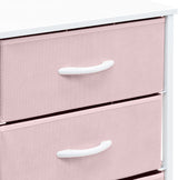 Sorbus Nightstand with 3 Drawers - Furniture Storage Chest Tower Unit for Bedroom, Hallway, Closet, Office Organization - Steel Frame, Wood Top, Pastel Fabric Bin (Pink) Sorbus
