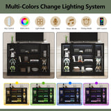 BONITURE Display Cabinet with Acrylic Glass Doors,Extra Wide Curio Cabinet with LED Lighting for Collectibles, Collectibles Toy Organizers Rack & Display Shelf Display Case, Black BONITURE