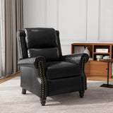 UIXE Pushback Recliner Chair, PU Leather Armchair Push Back Accent Chair for Living Room, Rivet Trim Club Chair Home Theater Overstuffed Single Sofa Bedroom Reading Seat - Black UIXE
