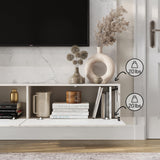 Living Skog Floating TV Stand Wall Mounted for Living Room and Bedroom, Media, Entertainment Center with Storage and Drawers Fits TV 50 55 60 65 70 inch Cabinet (Alessio Beige, 59 in) Living Skog