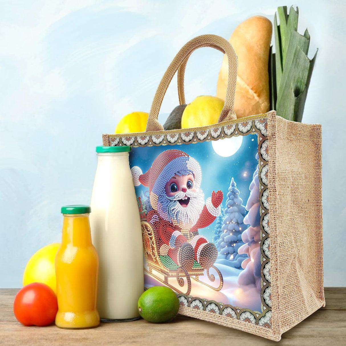 yzARTche Diamond Art Painting Handbag, DIY Diamond Art Christmas Handmade Tote Bag Shoulder Bag -09-Santa Claus yzARTche