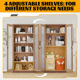 Metal Storage Cabinet with Lock and Glass Doors,Glass Display Cabinet,Tall Storage Cabinets,Locking Curio Cabinets with 5 Shelves for Collectibles,Home,Office,Living Room SISESOL