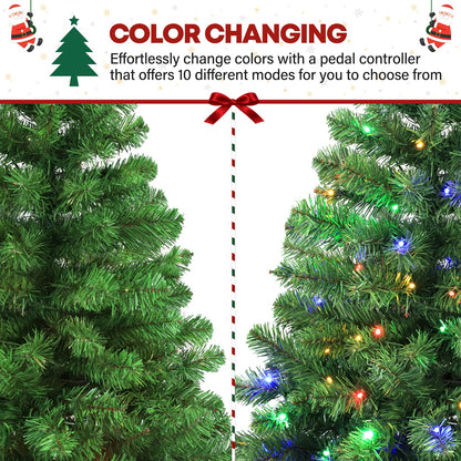 VIVATREES 6ft Prelit Christmas Tree, Artificial Chrismas Tree with 300 Multicolor LED Lights, Easy Assembly with Metal Stand and Hinged Branches, 551 PVC Branch Tips, 10 Color Modes