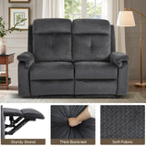 PALLOME Loveseat Recliner, Velvet Reclining Sofa, 54'' Double Recliner Loveseat with Heat and Massage, RV Theater Seating, Manual Recliner Chair for Living Room (Velvet, Grey) PALLOME