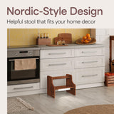 NIFTAKE Kids Step Stool, 250lb Capacity - Safe, Durable, Bamboo Step Stool Kids, Wooden Step Stool for Toddlers, Toddler Step Stool for Bathroom sink, Kids Stool, Toddler Stool-with Auto Light (Brown) NIFTAKE