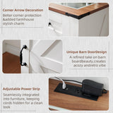 Vanity Desk with Mirror and Lights, Makeup Vanity Desk with Charging Station, Farmhouse Makeup Desk with 3 Adjustable Lighting Modes, Bedroom Vanity for Girls, Women GAMTUE