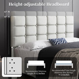 Yaheetech Upholstered Bed Frame, Modern Full Bed Platform with Square Stitched&Button Tufting Headboard Height Adjustable, Wooden Slats Support, No Box Spring Needed, Full Size, Beige Yaheetech