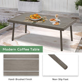 LUXIJOY Patio Furniture Set 7PCS, Aluminum Sectional Sofa Set with Coffee Table and Side Table, Loveseat, 2 Single Chairs, 2 Ottomans, Outdoor Conversation Set for Porch, Lawn, Greige & Grey LUXIJOY