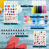 Allazone 58 PCS Shell Painting Kit, Art and Craft Kits, DIY Painting Crafts Set Included Sea Shell, Brushes, Stickers, Eyes, Glitter Glue for Activities DIY or Home Decor Allazone