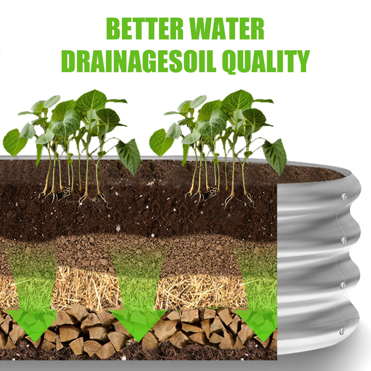 Land Guard 8ft Galvanized Raised Garden Bed Kit, Raised Garden Boxes Outdoor, Oval Metal Raised Garden Beds for Vegetables, Silver,108 Gallon Capacity(with 10 Connecting rods) Land Guard