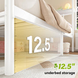 Homkdom Canopy Bed Frame with Storage Headboard, Twin Size Bed Frame with 4 Removable Posts, Sturdy Metal Platform with Under-Bed Storage, Dual Purpose Bed Frame, No Box Spring Needed, White Homkdom