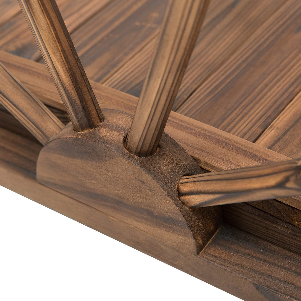 Outsunny 3.3ft Wooden Garden Bridge Arc Footbridge with Half-Wheel Style Railings & Solid Fir Construction, Stained Wood Outsunny