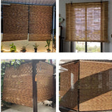 Bamboo Shades for Patio Privacy Screen, Bamboo Windproof Roller Porch Gazebo Deck Blinds, Bamboo Roll up Window Roman Shades for Office Curtains, Natural Bamboo Blinds, Cordless(Size:34"W x 84"H) DISPRA