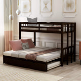 Flieks Twin Over Twin/King Bunk Beds with Trundle, Twin Over Pull-Out bunk Bed Accommodate 4 People for Kids, Adult, No Box Spring Needed Flieks